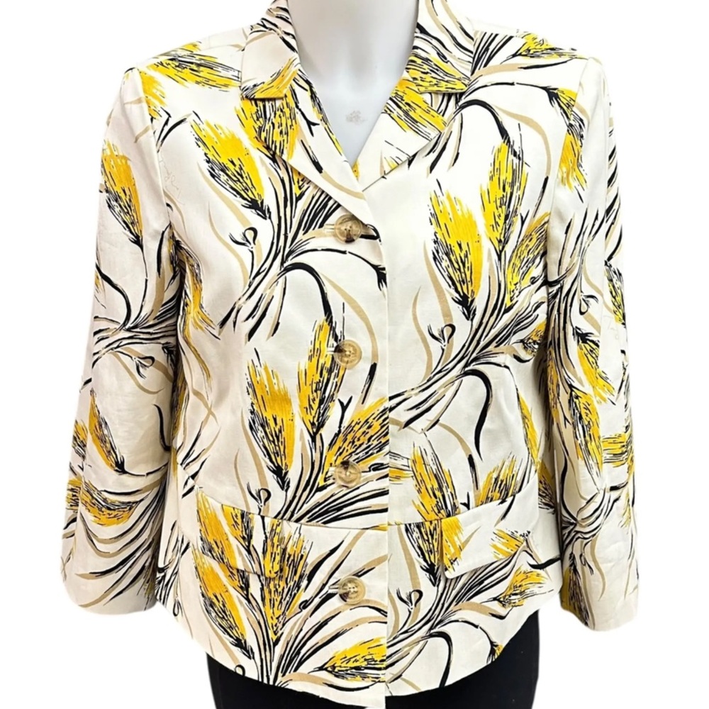 Tory Burch Yellow and Black Floral Blazer